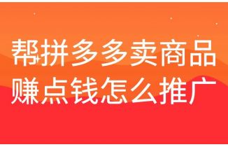 帮拼多多卖商品赚点钱怎么推广啊